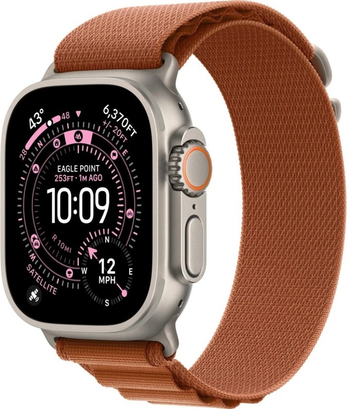 Умные часы Apple Watch Ultra 3 49 мм, Natural Titanium Case with Terra Cotta Alpine Loop, Оранжевый №1