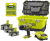 Аккумуляторная дрель-шуруповерт Ryobi RCD1802-LLL99T + набор оснастки 5133002782, 18 В, 50 Нм, 2х1.5/4 А·ч вариант - 1