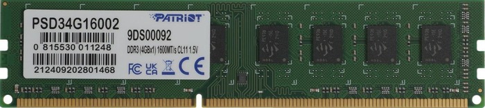 Оперативная память Patriot Signature DDR3 1600MHz, PSD34G16002, 4 Гб №1