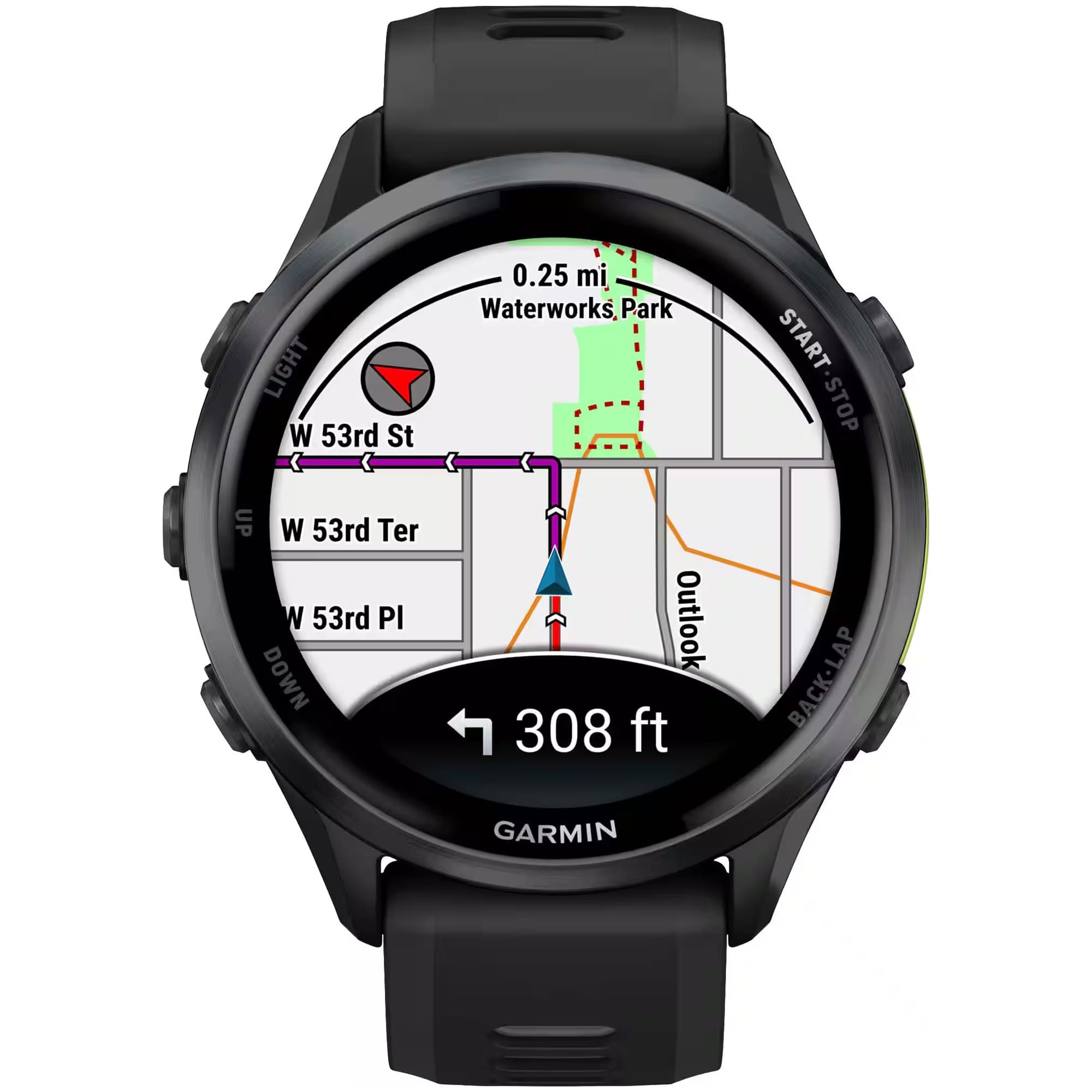 Умные часы Garmin Forerunner 970 47 мм, Черный, темно-серый DLC титановый безель, с черно-серым ремешком детальное изображение - 2