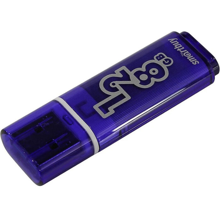 USB Flash накопитель SmartBuy Glossy Dark (SB128 ГБGS-DB) 128 ГБ, синий №1