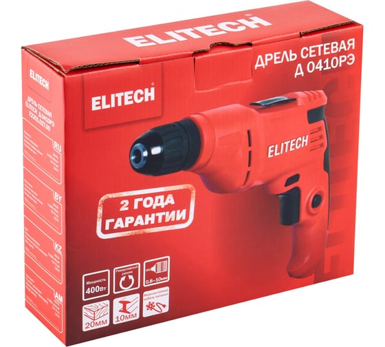 Дрель Elitech Д 0410РЭ (E2201.027.00) 204495, 400 Вт детальное изображение - 10