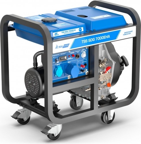 Генератор дизельный с воздушным охлаждением ТСС SDG 7000EH3A 100034, открытый, 6.5 кВт, Синий детальное изображение - 3