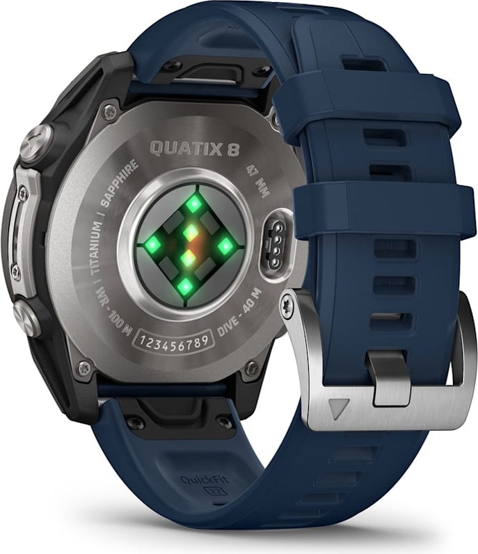 Смарт-часы Garmin Quatix 8 47 мм, AMOLED, Sapphire, Titanium, Синий силиконовый ремешок детальное изображение - 6