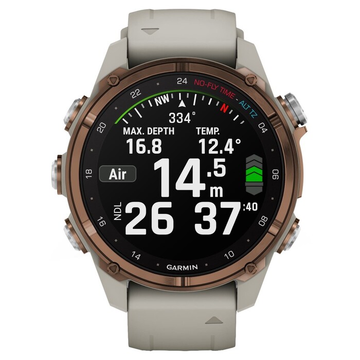 Смарт-часы Garmin Descent Mk3i, 43 мм, Bronze PVD Titanium / French Gray Silicone Band, Бронза №3