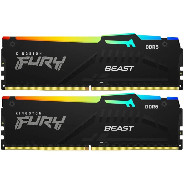 Оперативная память Kingston Fury Beast Black RGB DDR5 6000MHz, KF560C30BBAK2-64, 2x32 Гб KIT, 64 Гб №1