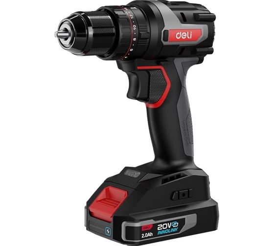 Аккумуляторная ударная дрель-шуруповерт DELI DE-CZ20-2D2, 20 В, 50 Нм, 2 А·ч, 164330 детальное изображение - 1