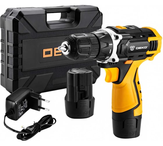 Аккумуляторная дрель DEKO + набор 63 инструмента в кейсе DKCD12FU-Li 2.0Ahx2 63 tools + 063-4094, 2 акб, 28 Нм, 12 В детальное изображение - 6