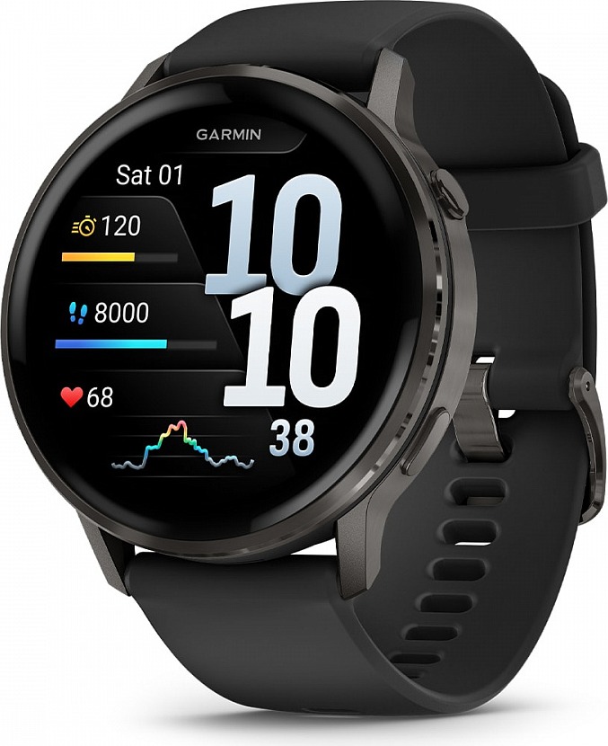 Смарт-часы Garmin Venu 4 45 мм, Темно-серый с черным ремешком детальное изображение - 1
