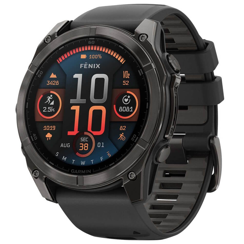 Смарт-часы Garmin Fenix 8 AMOLED Sapphire, 51 мм, Titanium, светло-серый, оранжевый силиконовый ремешок детальное изображение - 3