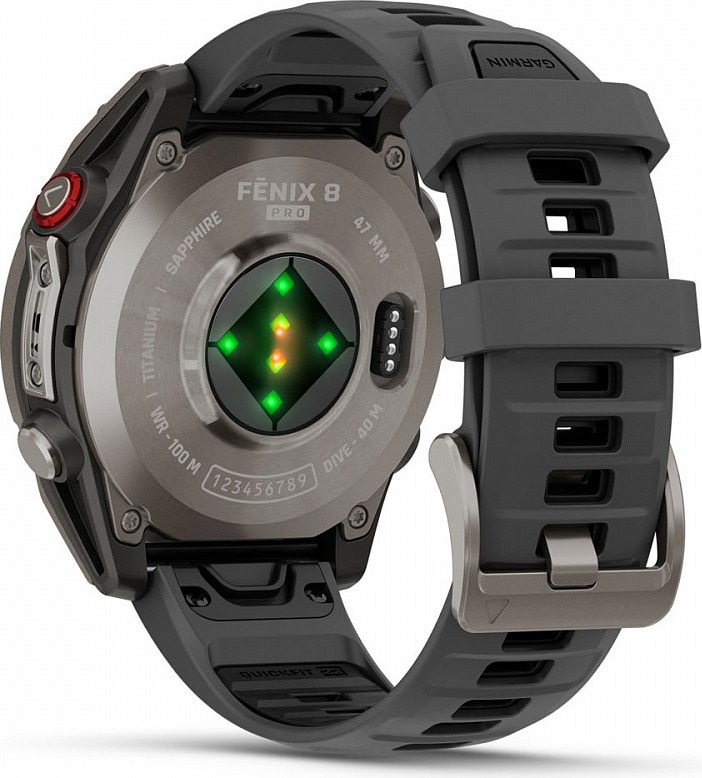 Смарт-часы Garmin Fenix 8 Pro AMOLED, 51 мм, серебристо-серый, графитово-черный силиконовый ремешок детальное изображение - 3