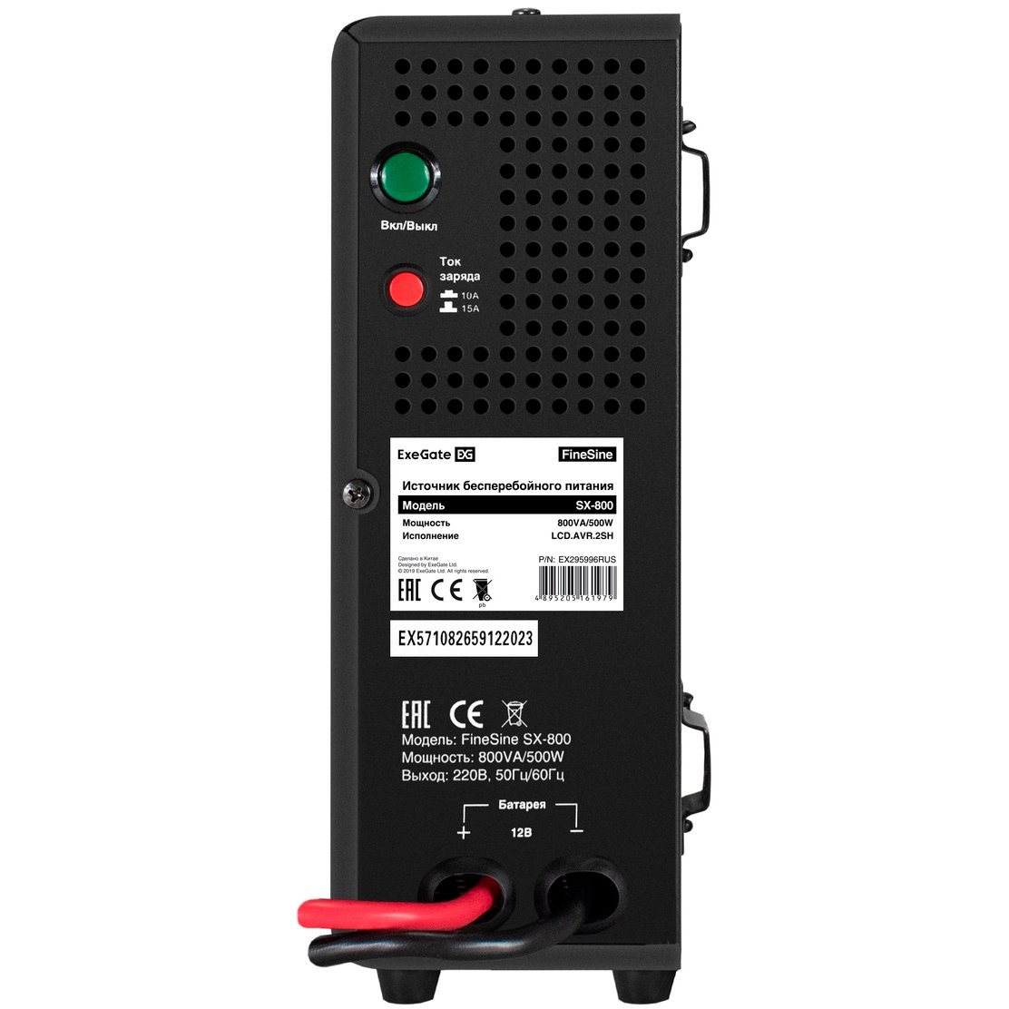 ИБП ExeGate FineSine SX-800.LCD.AVR.2SH + DTM 1255 (55Ач) + батарея детальное изображение - 4