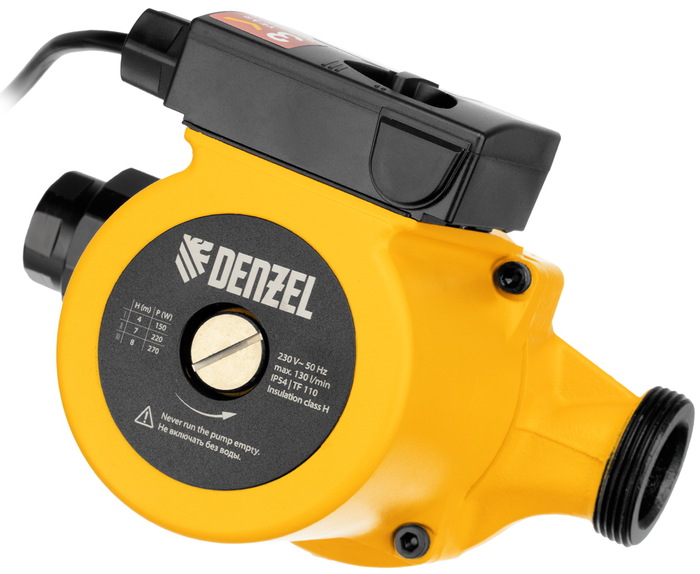 Насос Denzel CP25-8 99412, 130 л/мин, 25 мм, напор 8 м, d=25 мм, 270 Вт, Желтый №1