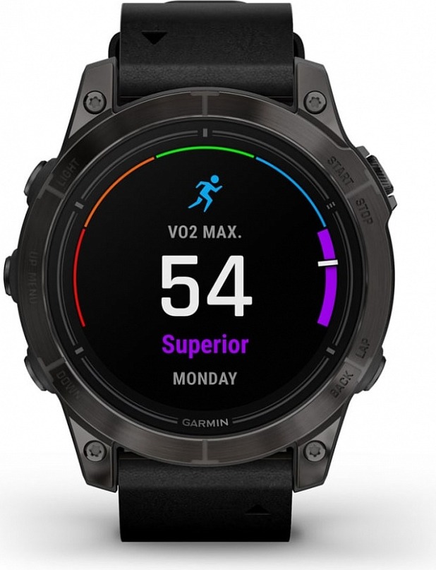 Смарт-часы Garmin Rpix Pro Gen 2 Sapphire Edition, 42 мм, Черный, кожаный ремешок детальное изображение - 4