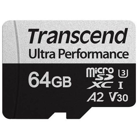 Карта памяти Transcend MicroSD + SD адаптер (TS64GUSD340S), 64 Гб детальное изображение - 1