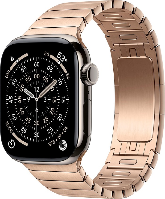 Умные часы Apple Watch Series 11 46 мм, Natural Titanium Case with Gold Link Bracelet, GPS + Cellular, Серебристый/Золотой №1