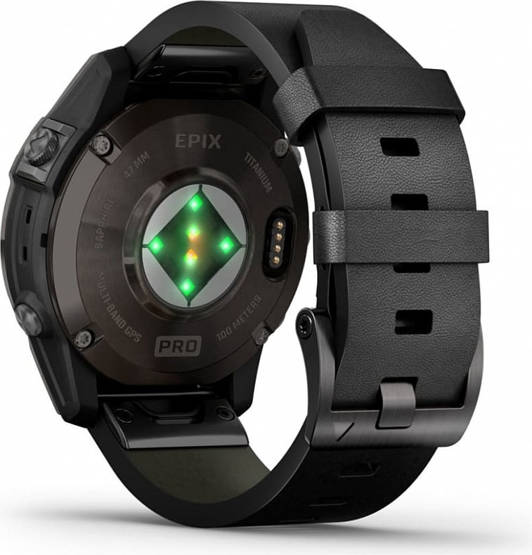 Смарт-часы Garmin Rpix Pro Gen 2 Sapphire Edition, 42 мм, Черный, кожаный ремешок детальное изображение - 3