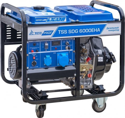 Генератор дизельный с воздушным охлаждением ТСС SDG 6000EHA 077014, открытый, 6 кВт, Синий детальное изображение - 1