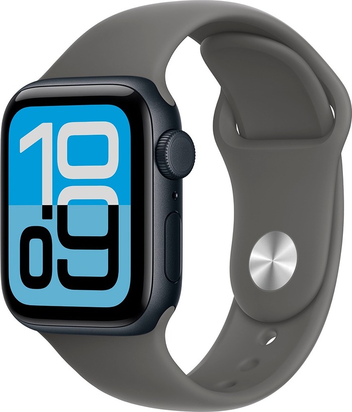 Умные часы Apple Watch SE 3 40 мм, GPS, Midnight Aluminium Case with Stone Gray Sport Band, Полуночный черный/Серый камень №1