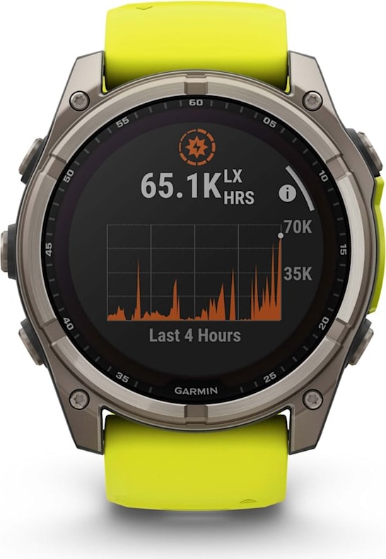 Смарт-часы Garmin Fenix 8 Solar Sapphire, 51 мм, титановый серый с желтым ремешком детальное изображение - 2