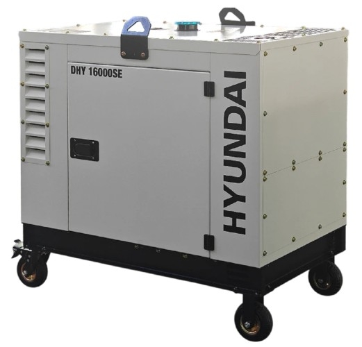 Генератор дизельный с воздушным охлаждением HYUNDAI DHY 16000SE, в кожухе, 12 кВт, Белый детальное изображение - 4