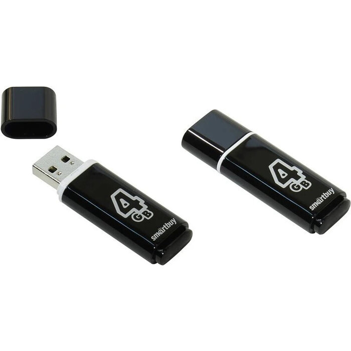 USB Flash накопитель SmartBuy Glossy (SB4 ГБGS-K) 4 ГБ, черный №1