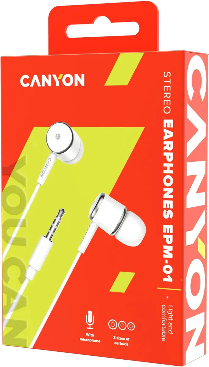 Проводные наушники Canyon EPM-01, Белый детальное изображение - 3
