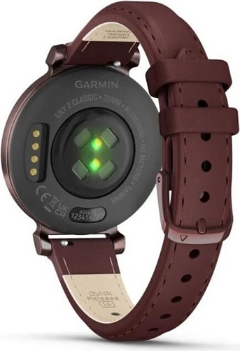 Смарт-часы Garmin Lily 2 Classic, 35 мм, с безелем темно-бронзового цвета, кожаный ремешок ежевичного цвета детальное изображение - 3