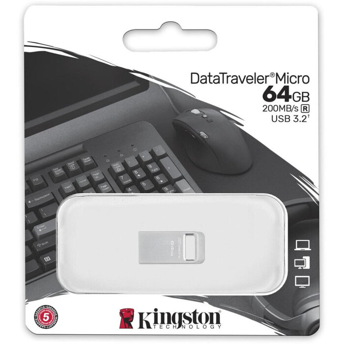 USB Flash накопитель Kingston DataTraveler Micro G2 (DTMC3G2/64 ГБ) 64 ГБ, серебряный №3