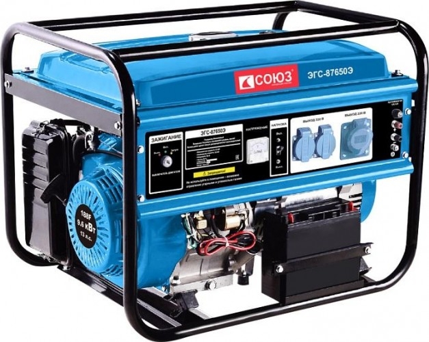 Генератор бензиновый СОЮЗ ЭГС-87650Э, 5 кВт, Синий детальное изображение - 2