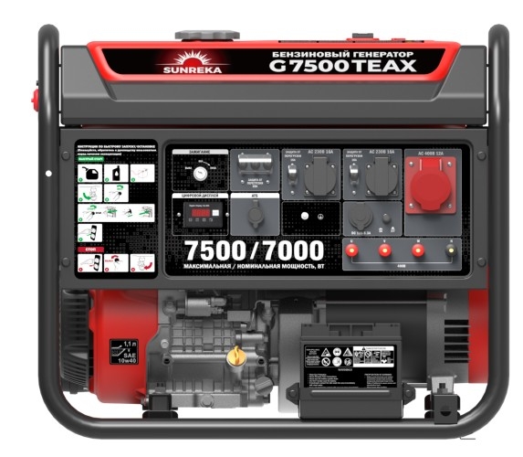Генератор бензиновый SUNREKA G7500TEAX 211009, 7 кВт, Красный детальное изображение - 2