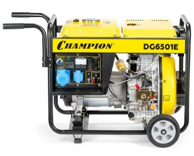 Генератор дизельный с воздушным охлаждением CHAMPION DG6501E, открытый, 5 кВт, Желтый детальное изображение - 1