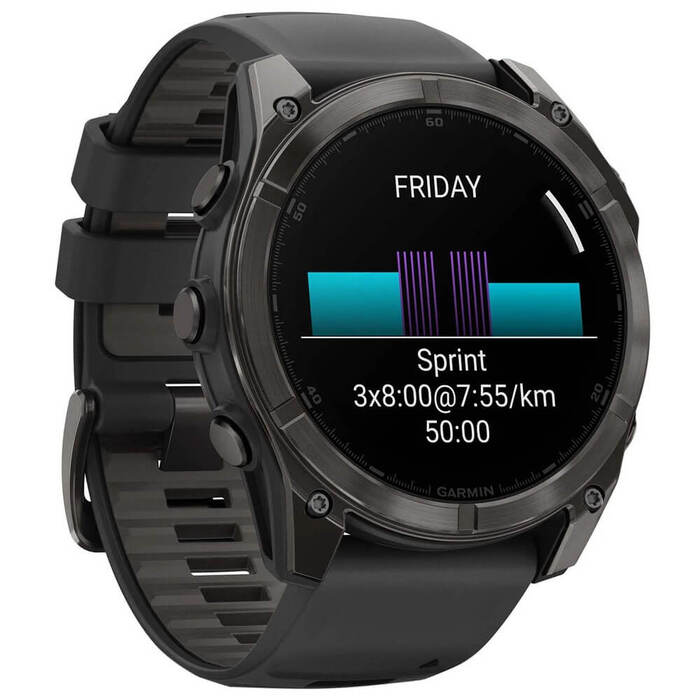 Смарт-часы Garmin Fenix 8 AMOLED Sapphire, 51 мм, угольно-серый DLC, пепельно-черный силиконовый ремешок №4