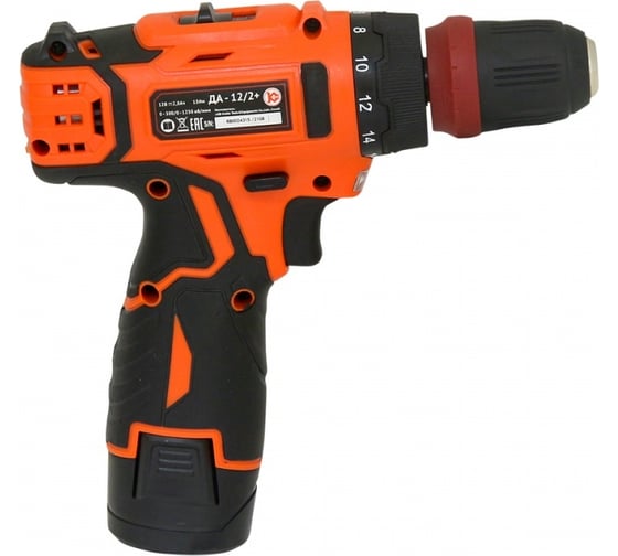 Аккумуляторная дрель Калибр Li-Ion ДА - 12/2+, 12 В, 15 Нм, 2 А·ч детальное изображение - 5