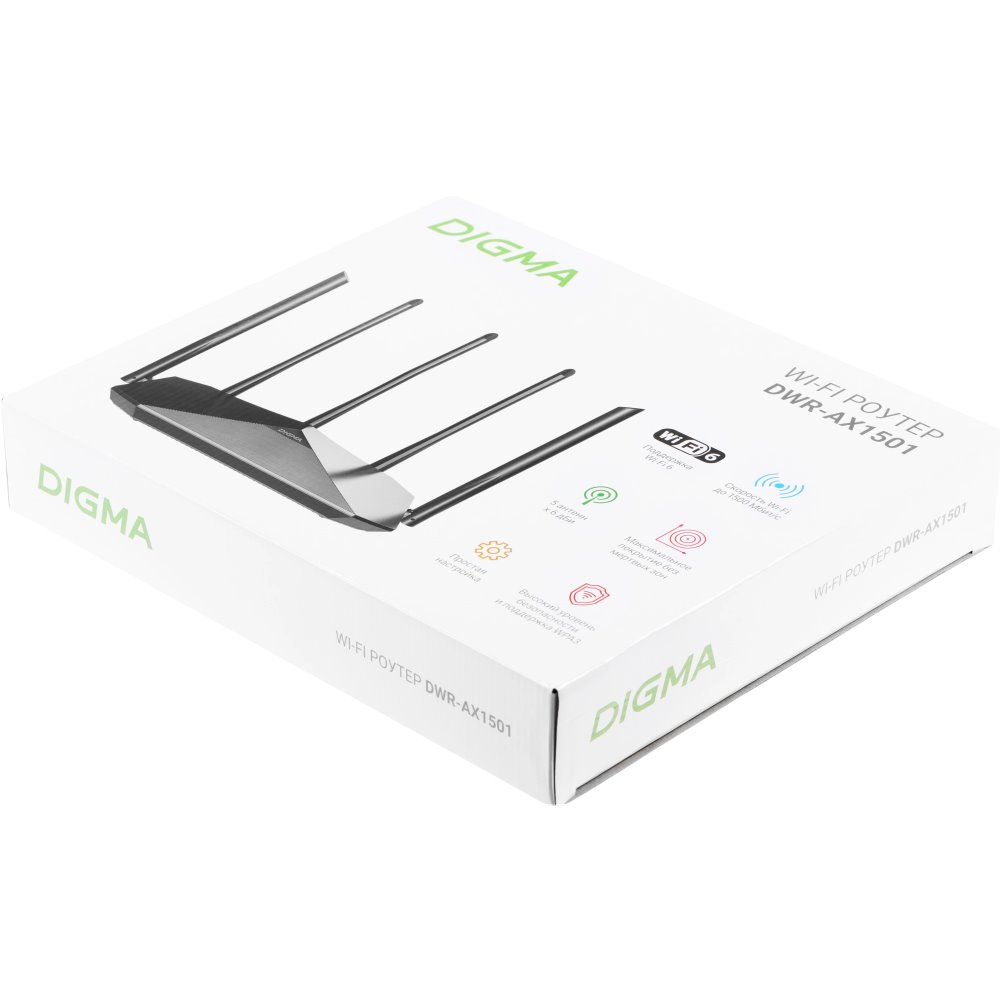 Wi-Fi маршрутизатор (роутер) Digma DWRAX1501, Черный детальное изображение - 6