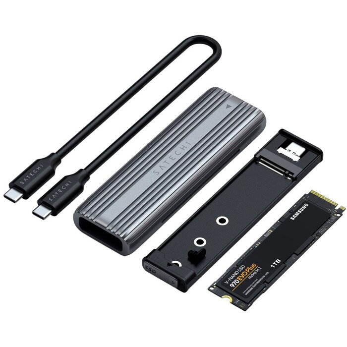 Внешний корпус для SSD M.2 Satechi USB-C NVMe and SATA SSD Enclosure ST-UCNSEM, Серебряный №1