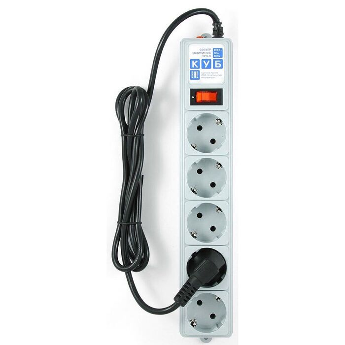 Сетевой фильтр Power Cube SPG-B-15, 5 м, Серый №1