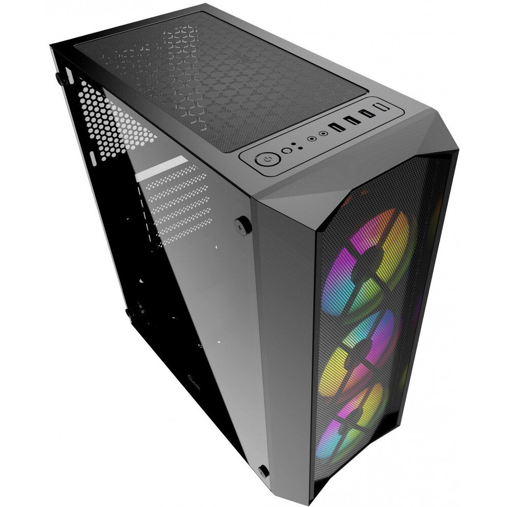 Корпус Powercase Rhombus X3 Mesh LED, Черный детальное изображение - 3