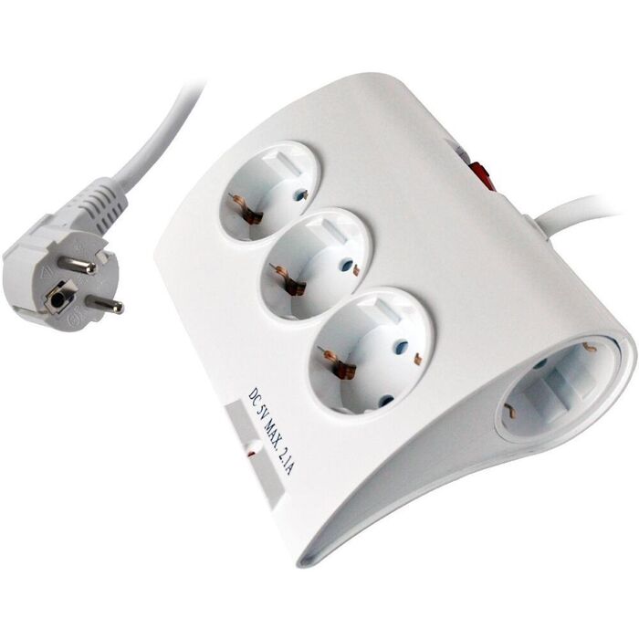 Сетевой удлинитель СТАРТ S 5x1-ZDV 2USB, 1.5 м, Белый №1