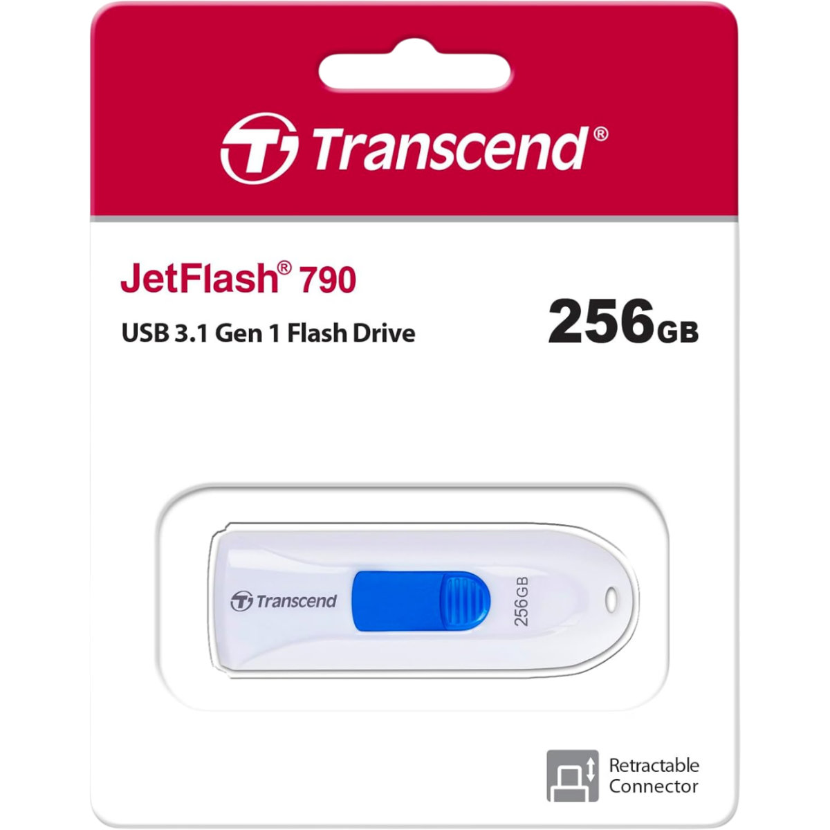 USB Flash накопитель Transcend JetFlash 790 (TS256GJF790W) 256 ГБ, белый детальное изображение - 2