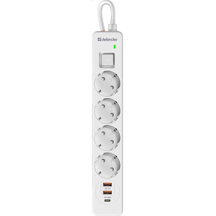 Сетевой фильтр Defender DFS-135, 5 м, Белый №4
