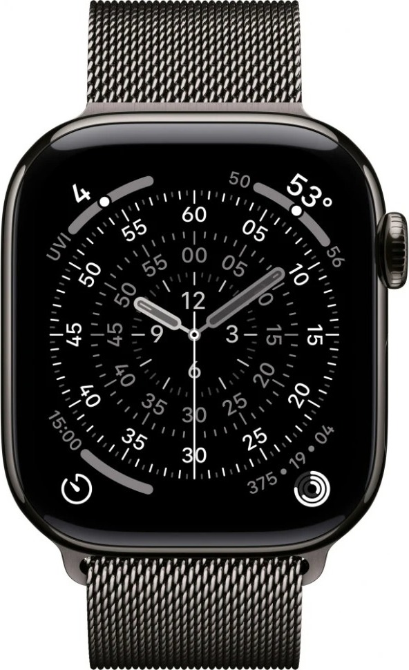 Умные часы Apple Watch Series 11 42 мм, Slate Titanium Case with Slate Milanese Loop, GPS + Cellular, Черный детальное изображение - 2