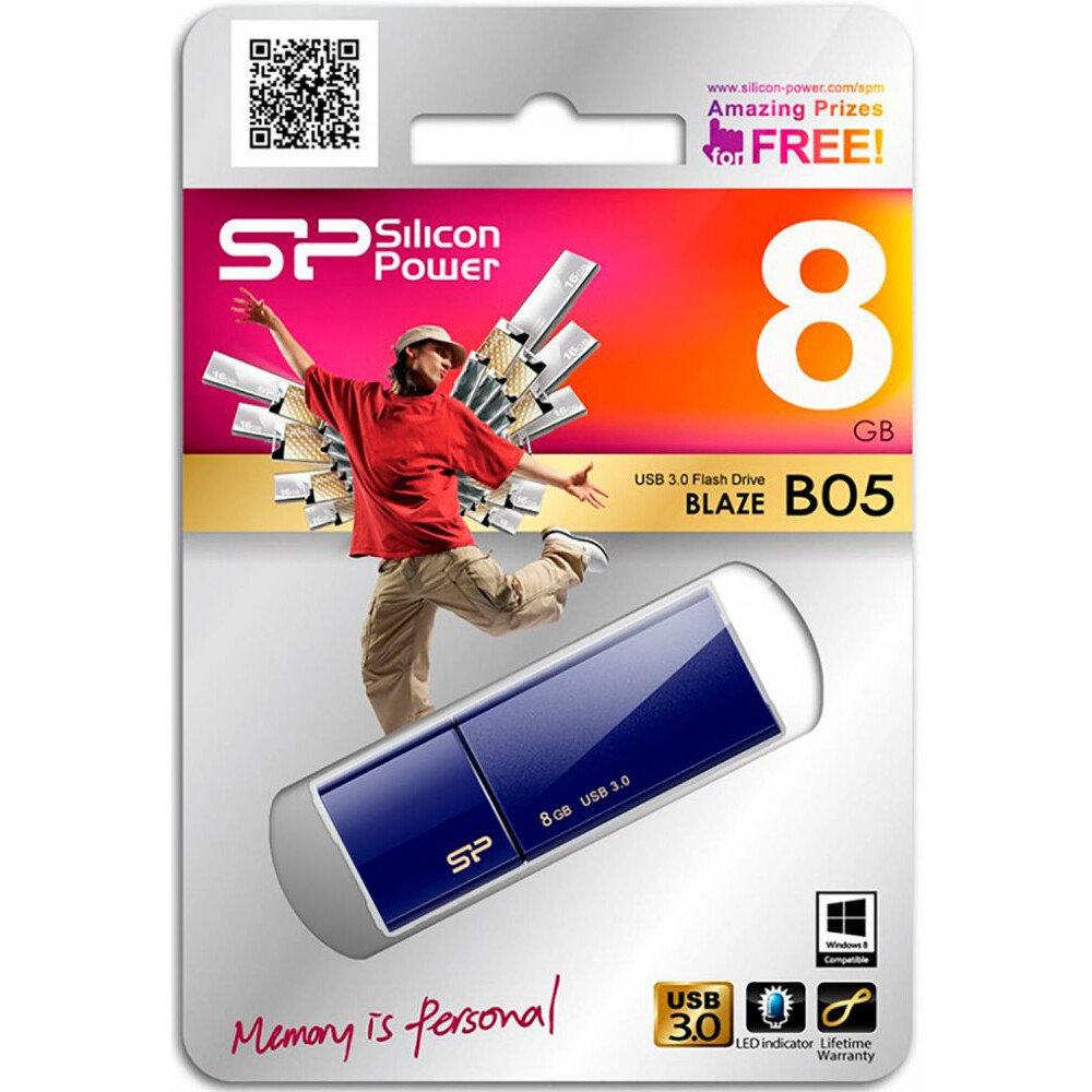 USB Flash накопитель Silicon Power Blaze B05 (SP008 ГБUF3B05V1D) 8 ГБ, синий детальное изображение - 2