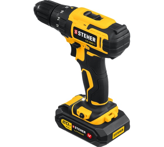 Дрель-шуруповерт STEHER, CD-200-1, 20 В, 40 Нм, 2 А·ч детальное изображение - 3