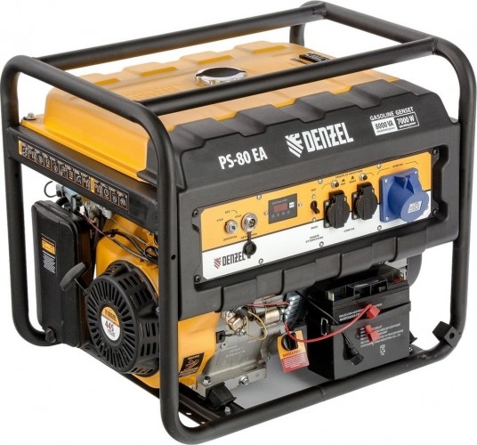 Генератор бензиновый Denzel PS 80 EA 946924, 7 кВт, Желтый детальное изображение - 1