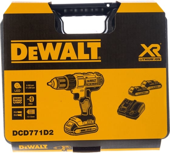 Аккумуляторная дрель-шуруповерт DeWALT DCD771D2-QW, 18 В, 42 Нм, 2 А·ч детальное изображение - 7
