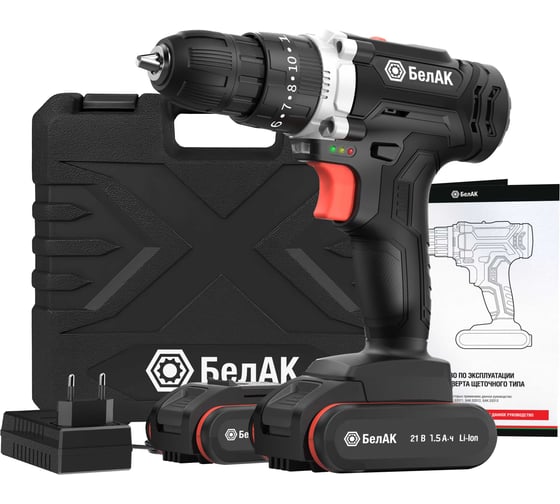 Ударная дрель-шуруповерт БелАК щеточная, в кейсе, 2 АКБ БАК.53313, 21 В, 40 Нм, 1,5 А·ч детальное изображение - 1