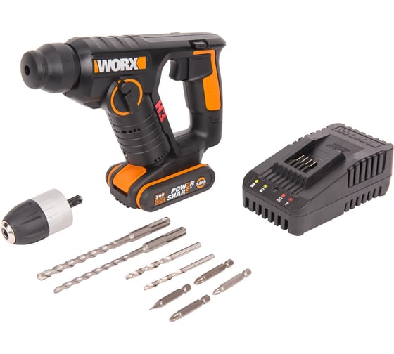 Аккумуляторный перфоратор WORX WX394.3, 1,5 Дж, 0-5300 уд/мин детальное изображение - 1