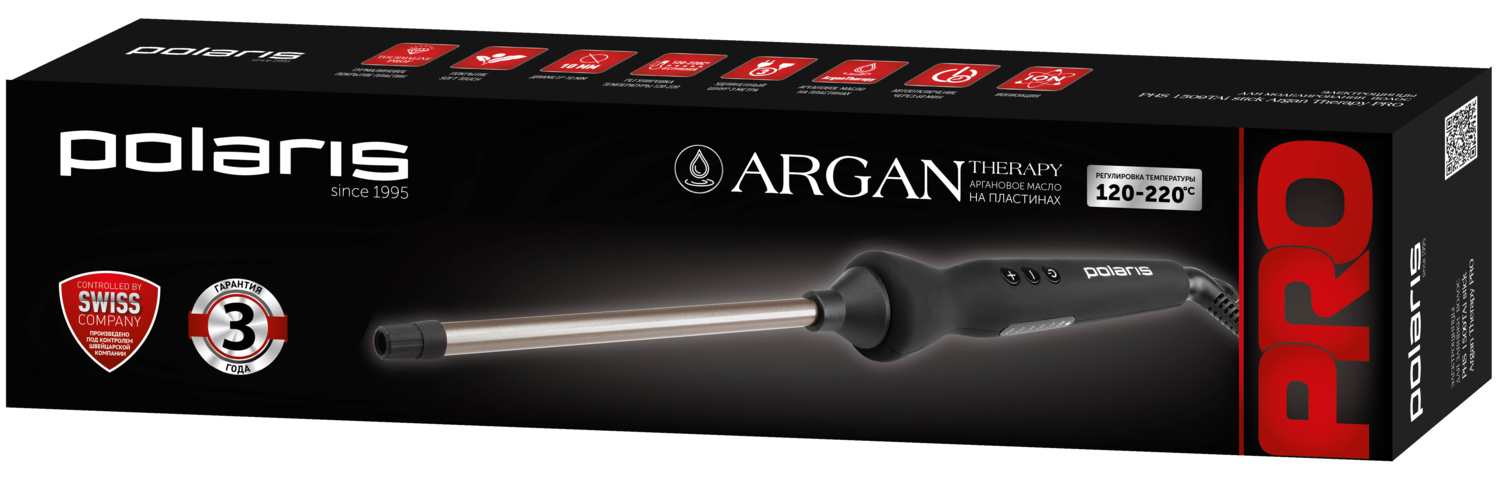 Плойка Polaris Argan Therapy PRO PHS 1509TAi, Черный детальное изображение - 3