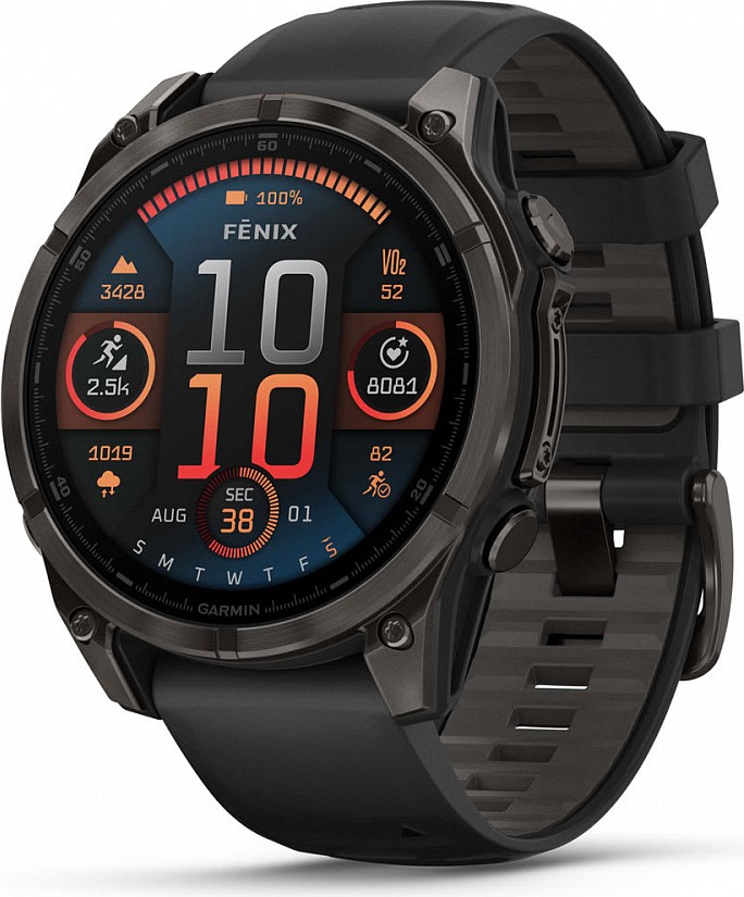 Смарт-часы Garmin Fenix 8 AMOLED Sapphire DLC, 47 мм Титановый светло-серый корпус, оранжевый силиконовый ремешок детальное изображение - 2